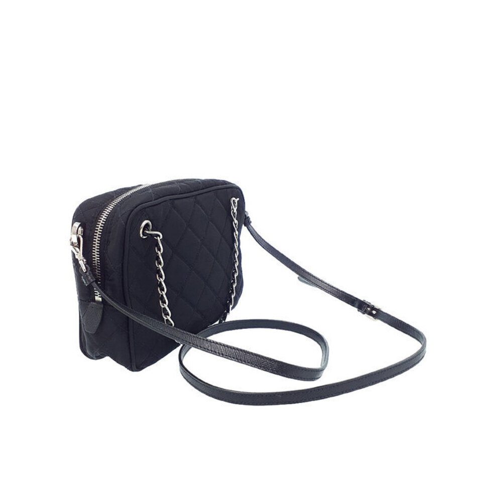 Prada Shoulder Bag Black Impuntu Tessuto Quilted Chain
